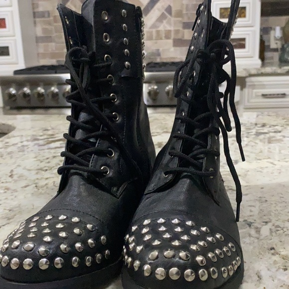 CA Collection by Carrini “Elektra”Nailhead Combat Boots - Picture 7 of 8